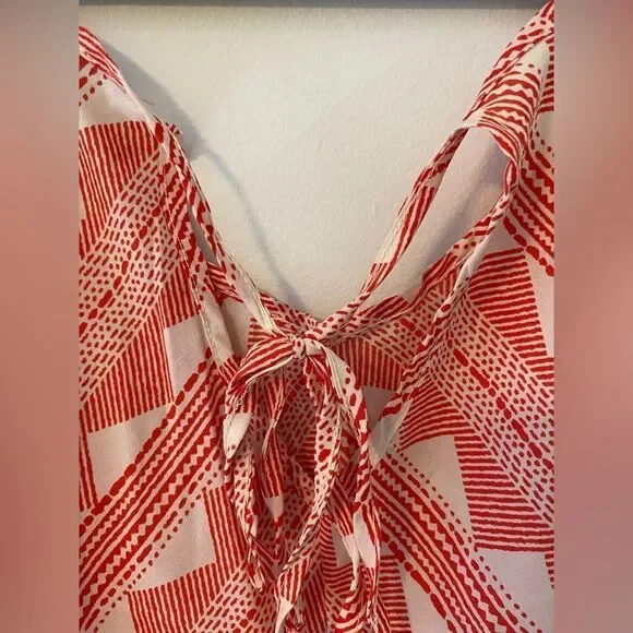 Boho Tank Top, Orange and White Geometric Pattern, Charlotte Russe, Size M - Picture 3 of 5